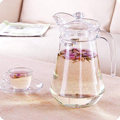 1.3L Clear Borosilicate Glass Water Drinking Carafe Pitcher with