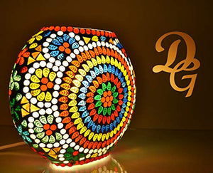 Decent Glass Turkish Lamps for Home Decoration Purse Shape Mosaic Bedside Table for Bedroom (19 cm, Multi) - Home Decor Lo