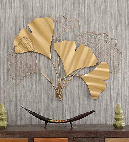 Gold Ginkgo Leaf Wall Decor with Glass Tube