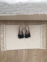 Load image into Gallery viewer, pepme Cotton Macrame Rug, Boho Cotton Placemat with Tassels for Bedroom Living Room, Rectangle Home Decor Foot Mat (40x18 inches, Pack of 1) - Home Decor Lo