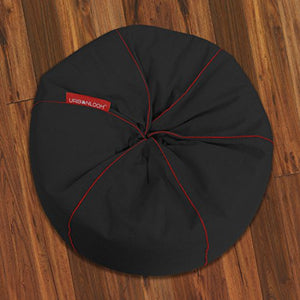 Urbanloom Combo - Organic Cotton Handloom XXXL Bean Bag Cover ONLY (Without Beans) + Large Designer Footstool Cover, Black (Iris Collection) - Home Decor Lo