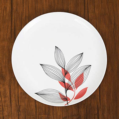 Home Centre Cosmos-Bella Leaf Print Dinner Plate - Home Decor Lo