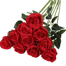Load image into Gallery viewer, Nubry 10pcs Artificial Silk Rose Flower Bouquet Lifelike Fake Rose Home Party Decoration Event Gift (Red) - Home Decor Lo