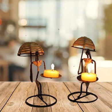 Aadit Crreation Tea Light Candle Holder Set of 2(Umbrella Ladies) - Home Decor Lo