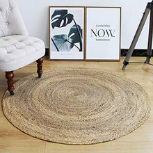 Load image into Gallery viewer, Jute Rugs Available at Jute Rugs Online Stores, Buy Jute Area Rugs, Beautifully Braided Jute Rugs, Cotton Carpet and Round Jute Rugs (Natural Color, 3 * 3 Ft Round) - Home Decor Lo