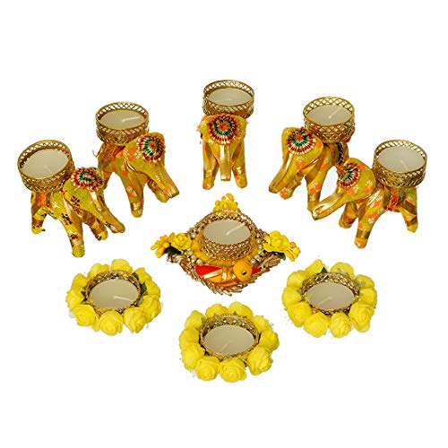 Set of Colourfull 9 pcs Tealight Diya Candle Holder for Diwali Festival, Candle Stand for Diwali Decoration - Home Decor Lo