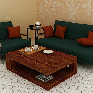 KendalWood Furniture Solid Wood Rectangle Shape Coffee Table for Living Room | Sofa Center Table - Natural Brown - Home Decor Lo