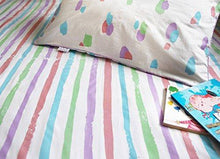 Load image into Gallery viewer, Silverlinen Dots and Stripes 100% Cotton 225 TC Single Bedsheet for Kids Room for Girls with One Pillow Cover - Cotton Candy Stripes (Multicolour) - Home Decor Lo