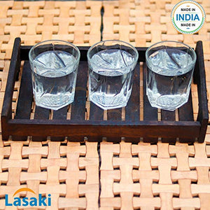Lasaki Wooden Tray with Handle - Handmade high Wood Tray Platters for Kitchen Serving Tray - Home Decor Lo