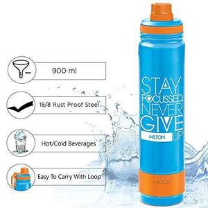 Milton Astir 900 Thermosteel Hot and Cold Water Bottle, 900 ml, Blue - Home Decor Lo