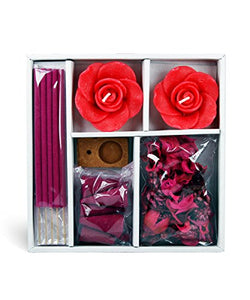 Iris Rose Candle Incense Stick & Potpourri Fragrance Gift Set (163 cm x 26 cm x 163 cm, Red) - Home Decor Lo