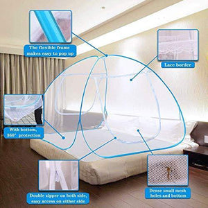 Adofo Foldable Mosquito Net Double Bed + King Size + Queen Size - for Baby, Kids Adult Protection (White Net) - Home Decor Lo