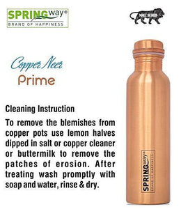 SPRINGWAY - Brand of Happiness® - Copper Neer Prime Pure Copper Water Bottle with Advanced Leak Proof Protection and Joint Less, Ayurveda and Yoga Health Benefits. (900ml, 1Unit) - Home Decor Lo