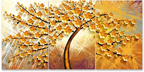 Rangoli 3D Print Flower MDF Framed Painting for Home Decoration (3D Unique, 12 inch x 18 inch,Each Frame Size Set of 3) Water Proof Wall Hanging - Home Decor Lo