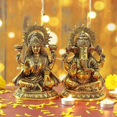 Large Pair of Lakshmi Ganesh Murti Ganesha Laxmi Idol Sculpture for Diwali  Pooja | eBay