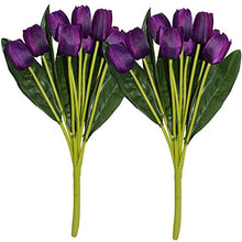 Load image into Gallery viewer, Fourwalls Beautiful Artificial Polyester and Plastic Tulip Flower Bunch (9 Head Flower, 38 cm Total Height, Purple, Set of 2) - Home Decor Lo