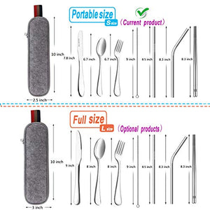 Rainbow Travel Flatware Set with Case Stainless Steel Silverware Tableware Set Colorful Reusable-Portable-Utensils-Silverware-case,Include Knife/Fork/Spoon/Straw (Portable RB) - Home Decor Lo