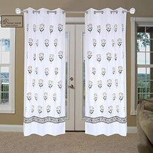 Load image into Gallery viewer, The Trendy House Cotton Hand Block Floral Print 7 ft Door Curtain -Set of 2 Pieces - Home Decor Lo