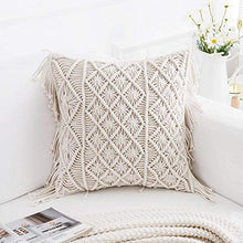 Load image into Gallery viewer, PartyStuff Knitted Cushion Cover Cotton Macrame 16 inch Hand-Woven Living Room, Sofa, Decorative Throw Square Pillow Cover - Home Decor Lo