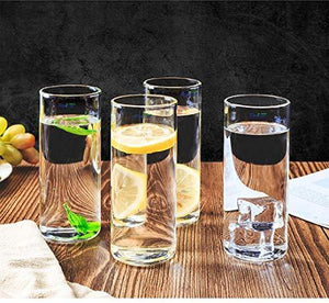 Finster Crystal Cut Water Glasses - 300 ml Set of 6 Transparent Long Glass | Highball Glasses | Juice Glass | Plaza Tumbler - Home Decor Lo