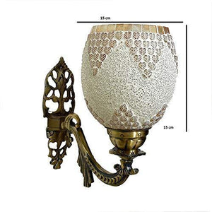 Shivam Lites Wall Lamp/Light with Hand Decorated Mosaic Glass Shade & Metal Fitting, Multicolor - Home Decor Lo