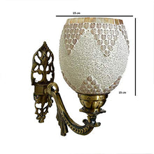 Load image into Gallery viewer, Shivam Lites Shivam Wall Lamp/Light with Hand Decorated Mosaic Glass Shade &amp; Metal Fitting, Goldencolor - Home Decor Lo