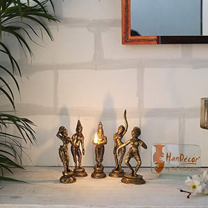 Two Moustaches Brass Apsara Showpieces - Set of 5 | Home Decor | - Home Decor Lo