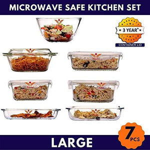 Femora Microwave Borosilicate Glass Kitchen Set (White) - Home Decor Lo