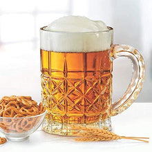 Load image into Gallery viewer, JUSTNOW Crystal Beer Glass Mug 425ml Drinking Glass Beer Mugs Thicken Lead-Free Beer Stein with Handle Elegant Design for Home and Kitchen, Pubs, Bars, Restaurants and Parties Set of (6) - Home Decor Lo