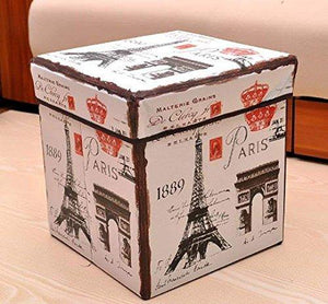 Almand Portable & Foldable Laundry Box Cum Sitting Stool Folding Attractive Prints Pouffe/Sitting Stool/Stool/pouffes for Living Room/Puffy Stool (12" L×12" W ×12" H)(1 pcs) - Home Decor Lo