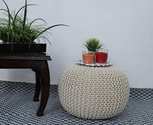 Load image into Gallery viewer, Fernish Decor Cotton Hand Knitted Pouf Ottoman Foot Stool for Bedroom, Living Room, 50x50x35 cm (Natural) - Home Decor Lo