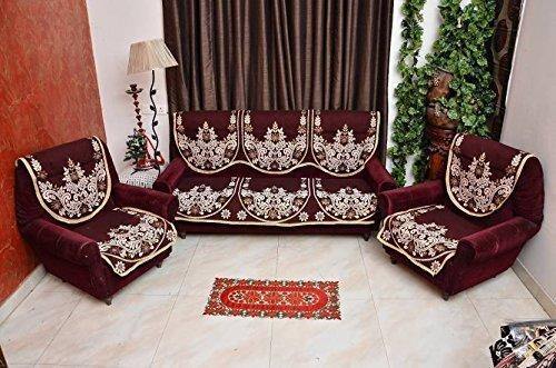 Zesture Bring Home Poly cotton 6 Piece Sofa Cover and Chair Cover Set-(3+1+1),5 Seater, Brown - Home Decor Lo