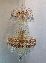 Load image into Gallery viewer, Roshni &amp; Light Small Metallic Chandelier with Colour Crystal (Multicolour) - Home Decor Lo