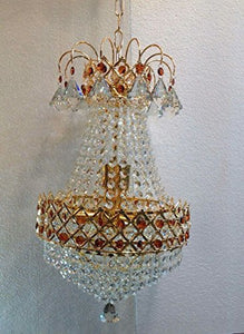 Roshni & Light Small Metallic Chandelier with Colour Crystal (Multicolour) - Home Decor Lo