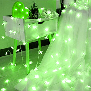 Green Crystal Star String LED Light for Bedroom Diwali Decoration LED Star Fairy Light For Valentine Day Decoration Home Decor Christmas Diwali Lighting Romantic Mood Light ( 8 mtr) Made In india (pack of 1) - Home Decor Lo