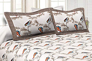 JaipurFabric Cotton 240 TC Double King Size Jaipuri Brown Bedsheet Bedspread & Pillowcase Sets (King_ Brown) - Home Decor Lo