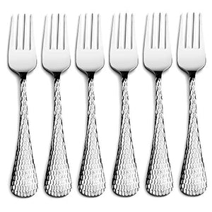 Steren Impex | Stainless Steel 6 Piece Dinner Fork Set | Hammered - Cutlery Fork | Premium Quality Flatware Set | Pack of 6 - Home Decor Lo