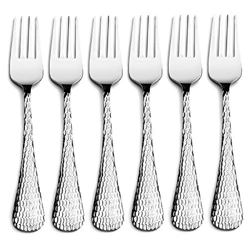 Steren Impex | Stainless Steel 6 Piece Dinner Fork Set | Hammered - Cutlery Fork | Premium Quality Flatware Set | Pack of 6 - Home Decor Lo