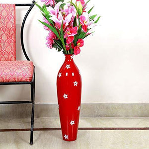 Alnico Decor Metal Flower Vase (Red_26X7 Inch) - Home Decor Lo