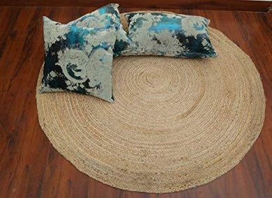 ZEFF FURNISHING Handwoven Jute Square Rug, Natural Fibres, Braided Reversible Carpet for Bedroom Living Room Dining Room (60 cm Round) - Home Decor Lo
