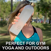 Load image into Gallery viewer, Water Bottle with Time Marker - 32 OZ, 1 Liter Motivational Reusable Water Bottles - BPA Free, Non-Toxic Frosted Plastic - for Fitness, Sports, Gym, Travel and Outdoors - Leakproof, Durable - Home Decor Lo