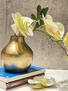 Urban Born Cast Iron Metal Flower vase for Home Decor and Living Room Vintage Antique Decor (Gold, 15 x 15 x 15 cm)