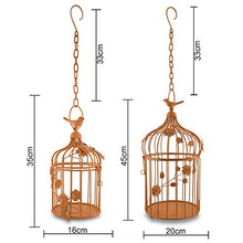 Load image into Gallery viewer, Homesake® Copper Bird Cage with Floral Vine (Set of 2), with Hanging Chain, Rose Gold, Decorative Tealight Candle Holder - Home Decor Lo