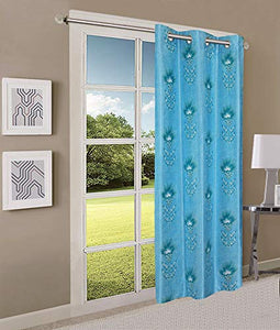 Queenzliving Secret Linen Curtain, Door 7 feet- Pack of 1, Sky Blue - Home Decor Lo