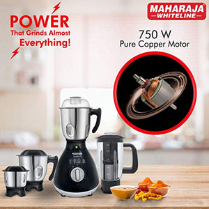 Maharaja Whiteline Powerclick + MX-204 750-Watt Mixer Grinder with 4 Jars (Black) - Home Decor Lo