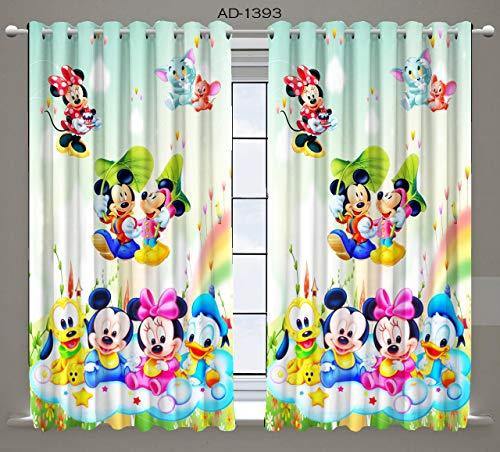 Harshika Home Furnishing Polyester 3D Digital Cartoon Printed 5ft Window Curtains for Kids Room (Multicolour) -2 Pieces - Home Decor Lo