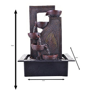Trency Polyresin Brown Five Step Indoor Table Top Water Fountain with Adjustable Speed Control(Size: 31 * 42 * 23 cm) - Home Decor Lo