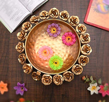 Load image into Gallery viewer, JR Handicrafts World Round Flower Border Designer URLI (Set of 1) Decorative Beautiful Handcrafted Bowl for Floating Flowers and Tea Light Candles Home,Office and Table Decor Special for Diwali Gift - Home Decor Lo