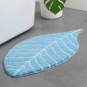 Dazling Bazaar Extra Soft Shaggy Leaf Shape Bedside Runner for Home Floor Decor Rugs - Living, Dinning, Office, Rooms & Bedroom, 60x120 cms/2x4 feet. (Light-Blue) - Home Decor Lo
