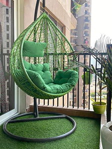CITE Leaf Single Seater Swing Chair with Stand & Cushion(Green Colour) & Hook Outdoor/Indoor/Balcony/Garden/Patio/Home Improvement(Standard) (Standard) - Home Decor Lo